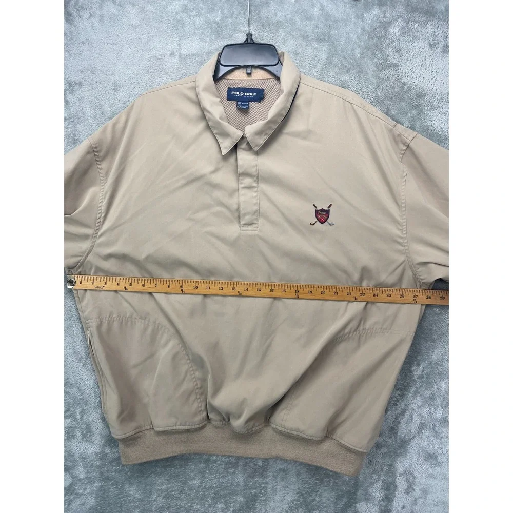 VTG Polo Golf Ralph Lauren Men's 1/4 Snap Windbreaker Jacket XXL Beige Polyester